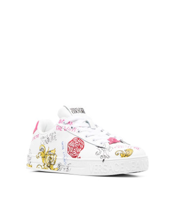 Кожаные кроссовки VERSACE Jeans Couture 74VA3SK4 белые с принтом Кожаные кроссовки VERSACE Jeans Couture 74VA3SK4 белые с принтом