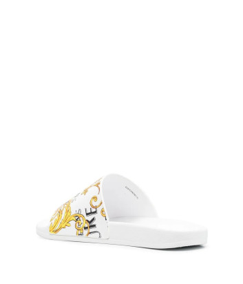 Шлепанцы VERSACE Jeans Couture 74VA3SQ3 белые с принтом