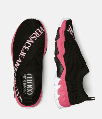 Текстильные кроссовки VERSACE Jeans Couture 74VA3SG1 черные с логотипом Текстильные кроссовки VERSACE Jeans Couture 74VA3SG1 черные с логотипом