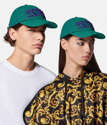 Бейсболка VERSACE Jeans Couture 74VAZK28 с вышитым логотипом зеленая