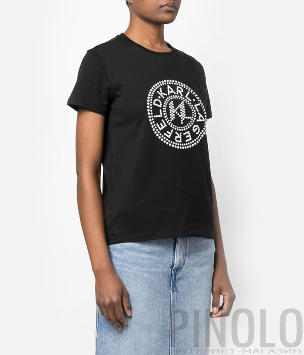 Футболка KARL LAGERFELD 231W1712 с логотипом черная