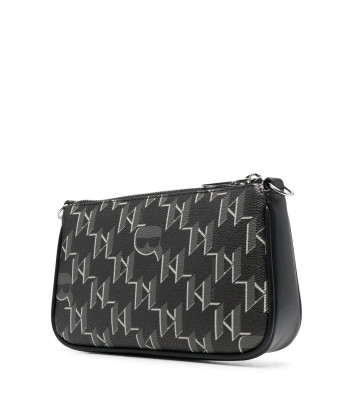 Сумка на цепочке KARL LAGERFELD Ikonic 230W3223 с монограмным принтом черная
