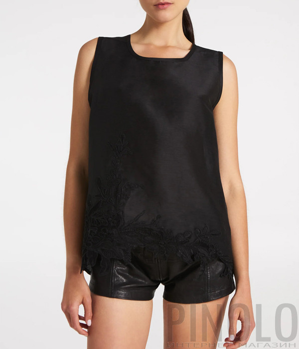 Топ MAURIZIO MYKONOS W14110175 с кружевом черный