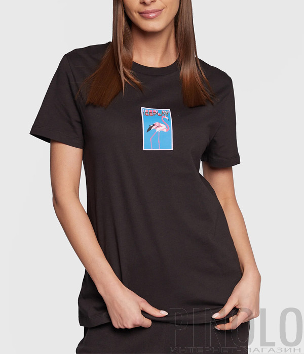 Черная футболка ICE PLAY F024 6324 9000 принт фламинго Черная футболка ICE PLAY F024 6324 9000 принт фламинго