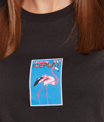Черная футболка ICE PLAY F024 6324 9000 принт фламинго Черная футболка ICE PLAY F024 6324 9000 принт фламинго