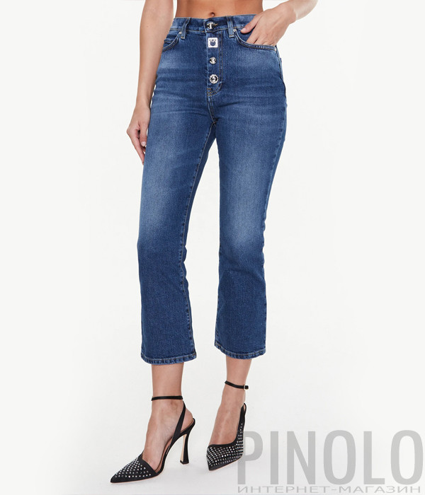 Укороченные расклешенные джинсы PINKO 100115 A0FM синие