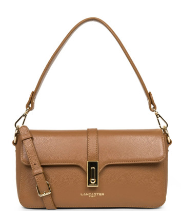 Кожаная сумка-багет LANCASTER Foulonne Milano 547-41 с откидным клапаном коричневая