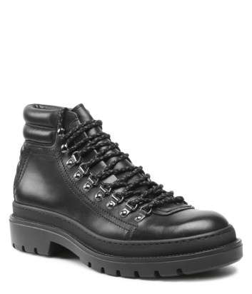 Мужские кожаные ботинки Fabi 0346 на шнуровке черные