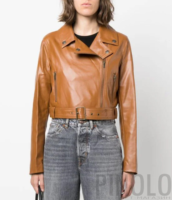 Куртка-косуха TWINSET 232TP290A с асимметричной молнией рыжая
