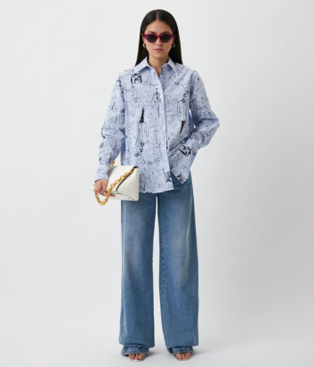 Голубая рубашка KARL LAGERFELD 235W1601 с принтом