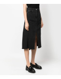 Джинсовая юбка MSGM 3541MDD231L с разрезом черная