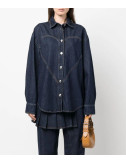 Джинсовая рубашка MSGM 3541MDE231L темно-синяя