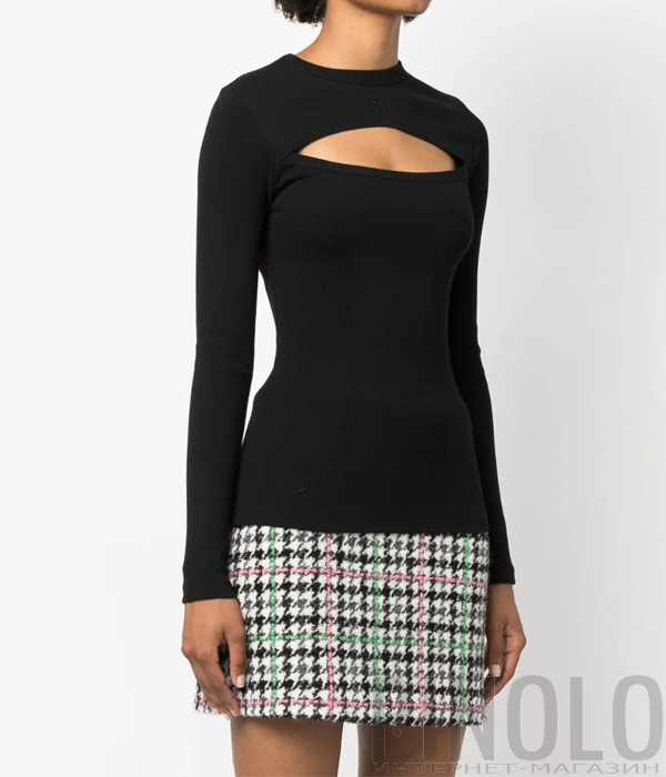 Топ в рубчик MSGM 3541MDM83 с вышитым логотипом черный
