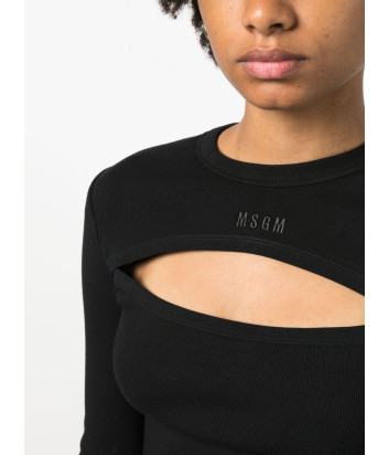 Топ в рубчик MSGM 3541MDM83 с вышитым логотипом черный