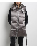 Дутый жилет P.A.R.O.S.H. NAKEDD490564 со съемным капюшоном серый