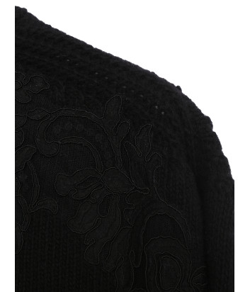 Трикотажное платье ERMANNO FIRENZE D43EQ022REO1 с кружевной аппликацией черное