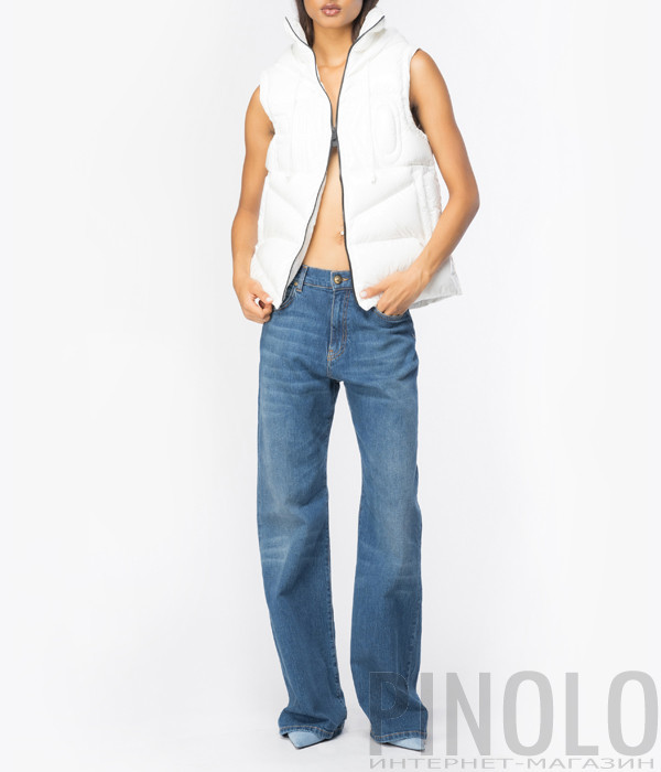 Жилетка-пуховик PINKO 101594 A11L с капюшоном белая