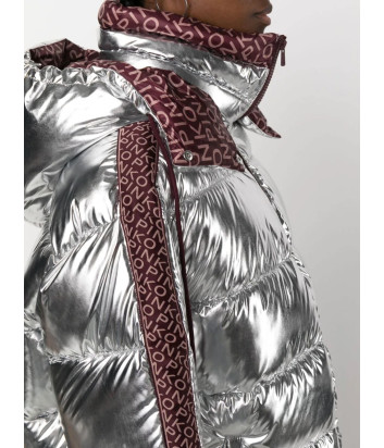 Серебристый пуховик PINKO 101639 A122 с брендированными вставками