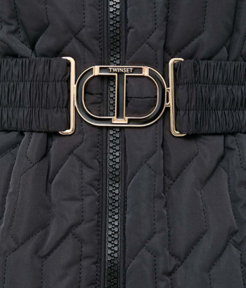 Стеганная куртка TWINSET 232TP2230 с ремнем черная