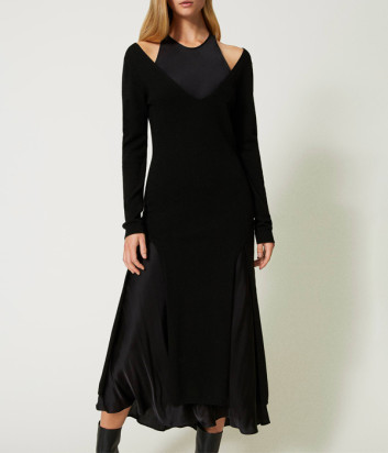 Платье-комбинация TWINSET 232TP3210 с трикотажным кардиганом черное
