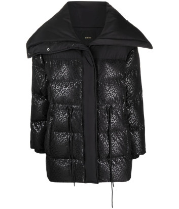 Пуховик PINKO 101641 А127 с принтованным логотипом черный