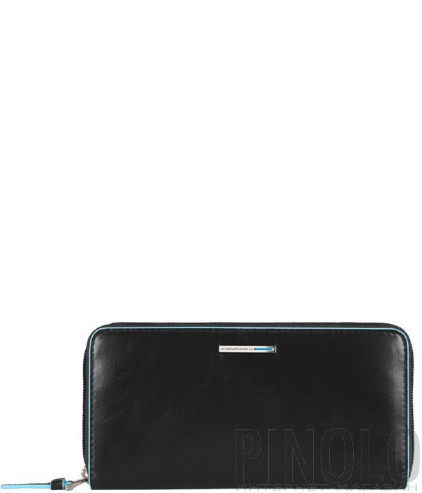 Кожаное портмоне на молнии Piquadro Blue Square PD3229B2 черное