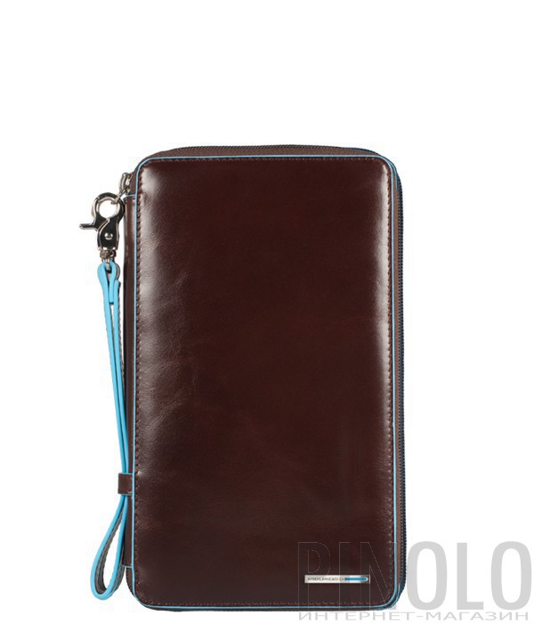 Кожаное портмоне Piquadro Blue Square PP3246B2 на молнии коричневое