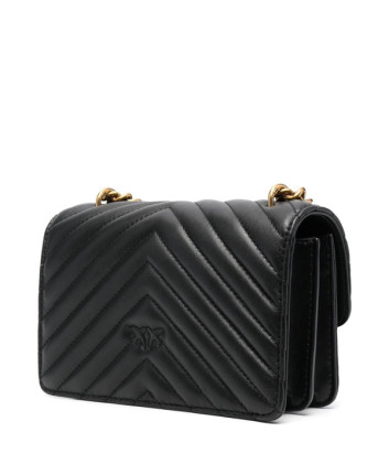 Сумка в стеганной коже PINKO Love One Mini 100074 с золотистой фурнитурой черная