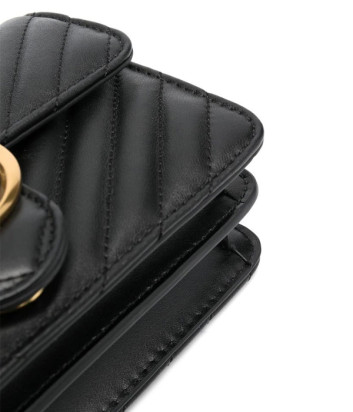 Сумка в стеганной коже PINKO Love One Mini 100074 с золотистой фурнитурой черная