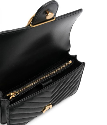 Сумка в стеганной коже PINKO Love One Mini 100074 с золотистой фурнитурой черная