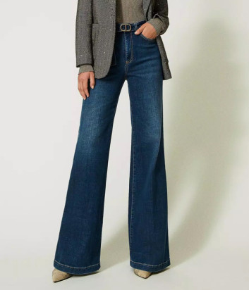 Широкие джинсы TWINSET 232TT242A с поясом синие