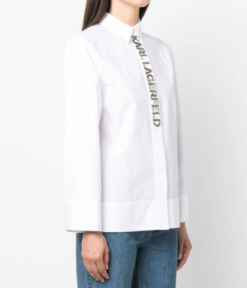 Белая рубашка KARL LAGERFELD 236W1601 декор-логотип из бисера