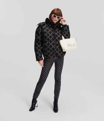 Пуховая куртка KARL LAGERFELD 236W1500 с принтом черная