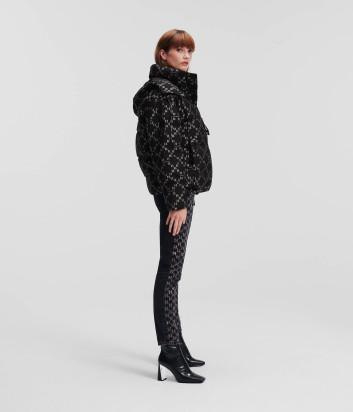 Пуховая куртка KARL LAGERFELD 236W1500 с принтом черная