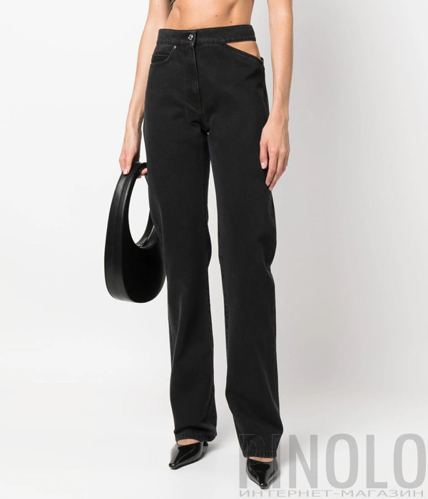 Джинсы MSGM 3541MDP234L с высокой талией и разрезом черные