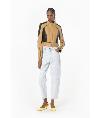 Джинсы-мам PINKO 100379A1JK с завышенной талией голубые