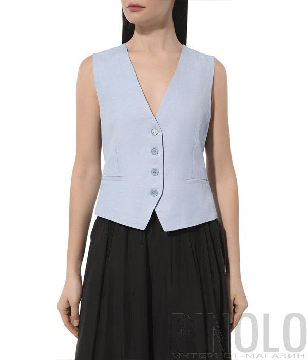 Льняной жилет P.A.R.O.S.H. Raisa D410028 голубой