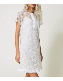 Короткое платье из органзы TWINSET 241AP2292 с вышивкой белое
