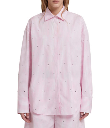 Рубашка MSGM 3641MDE18X розовая полоска