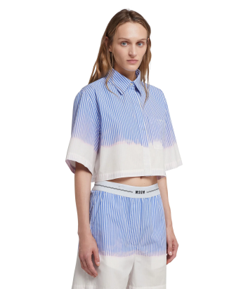 Короткая рубашка MSGM 3641MDE16LX голубая полоска