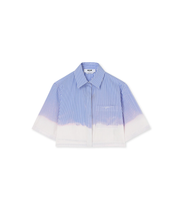 Короткая рубашка MSGM 3641MDE16LX голубая полоска