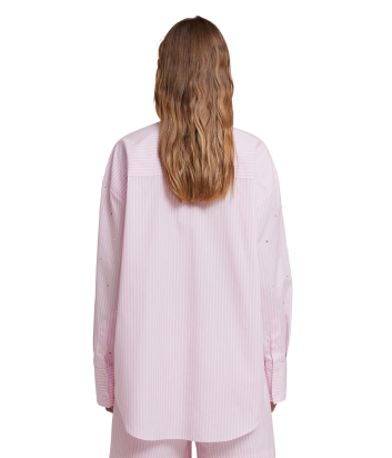 Рубашка MSGM 3641MDE18X розовая полоска