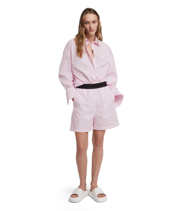 Шорты MSGM 3641MDB09X розовая полоска