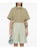 Укороченная рубашка MSGM 3641MDE09 с завязками оливковая