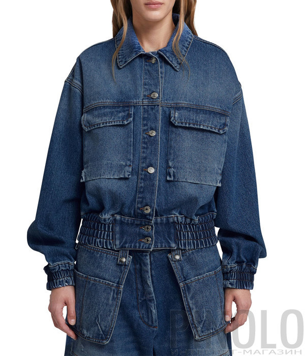 Джинсовая куртка MSGM 3641MDH233L с карманами синяя