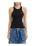 Майка в рубчик MSGM 3641MDT86 с логотипом черная