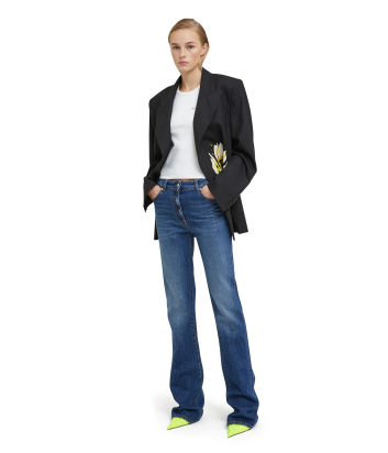 Майка в рубчик MSGM 3641MDT86 с логотипом белая