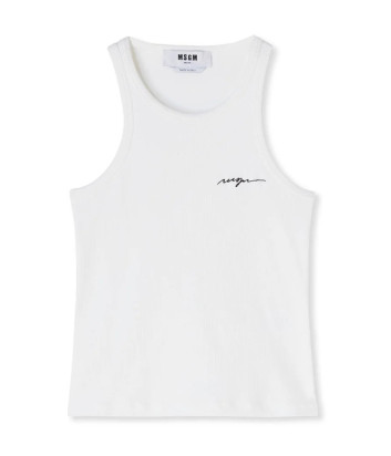 Майка в рубчик MSGM 3641MDT86 с логотипом белая