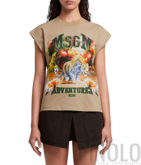 Топ с принтом MSGM 3641MDM123 бежевый