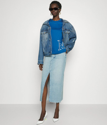 Базовая футболка Max Mara Leisure Monviso с логотипом ярко-синяя Базовая футболка Max Mara Leisure Monviso с логотипом ярко-синяя